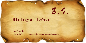 Biringer Izóra névjegykártya